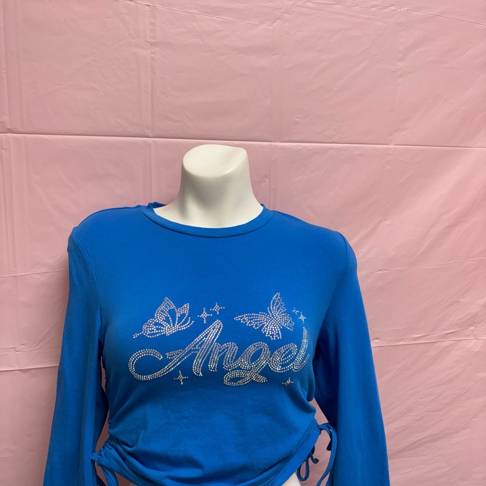Blue Women's Top with 'Angel' Design